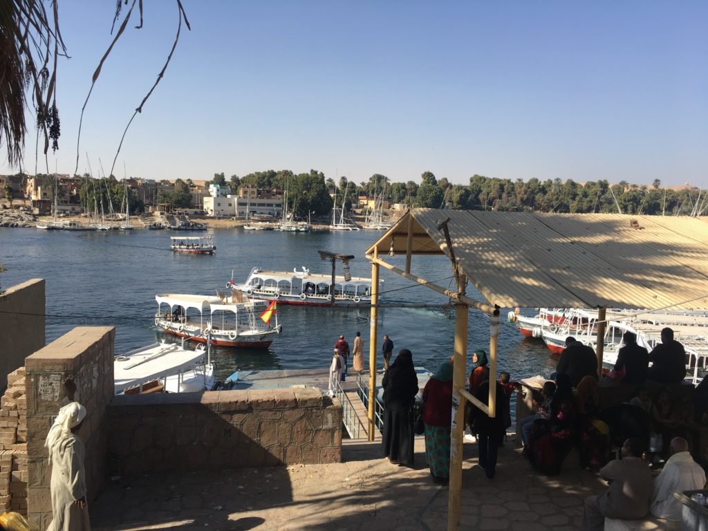 Pier with the ferry boats connecting Elephantine to Aswan