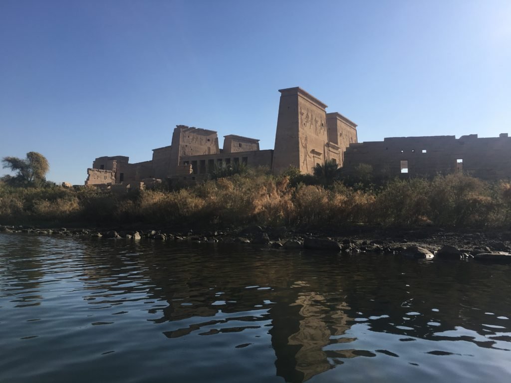 Philae temple, from the lake, now on Agilkia island