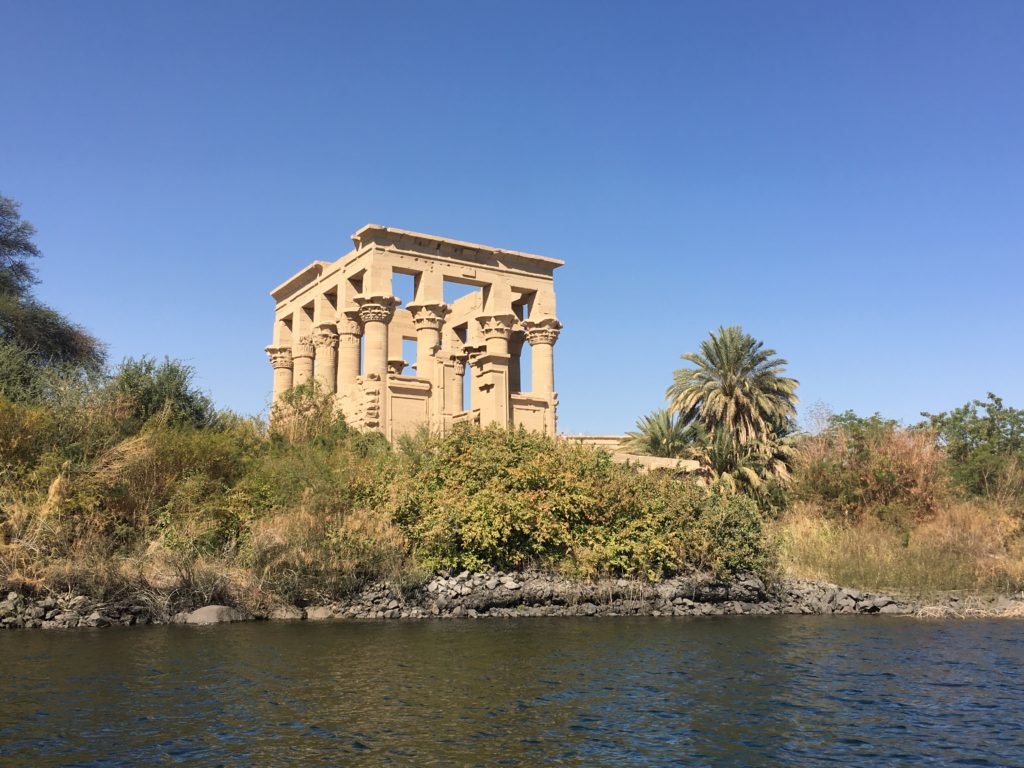 Sailing past Trajan's kiosk on the way back to Aswan