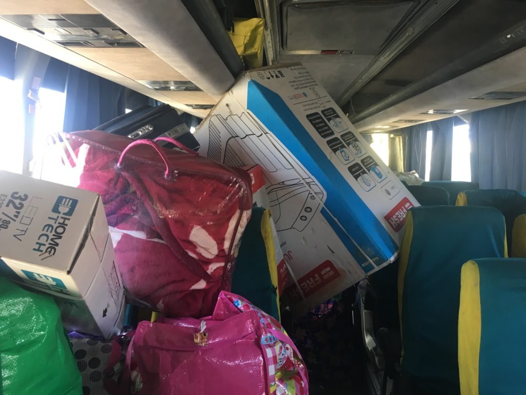 The washing machines inside our bus