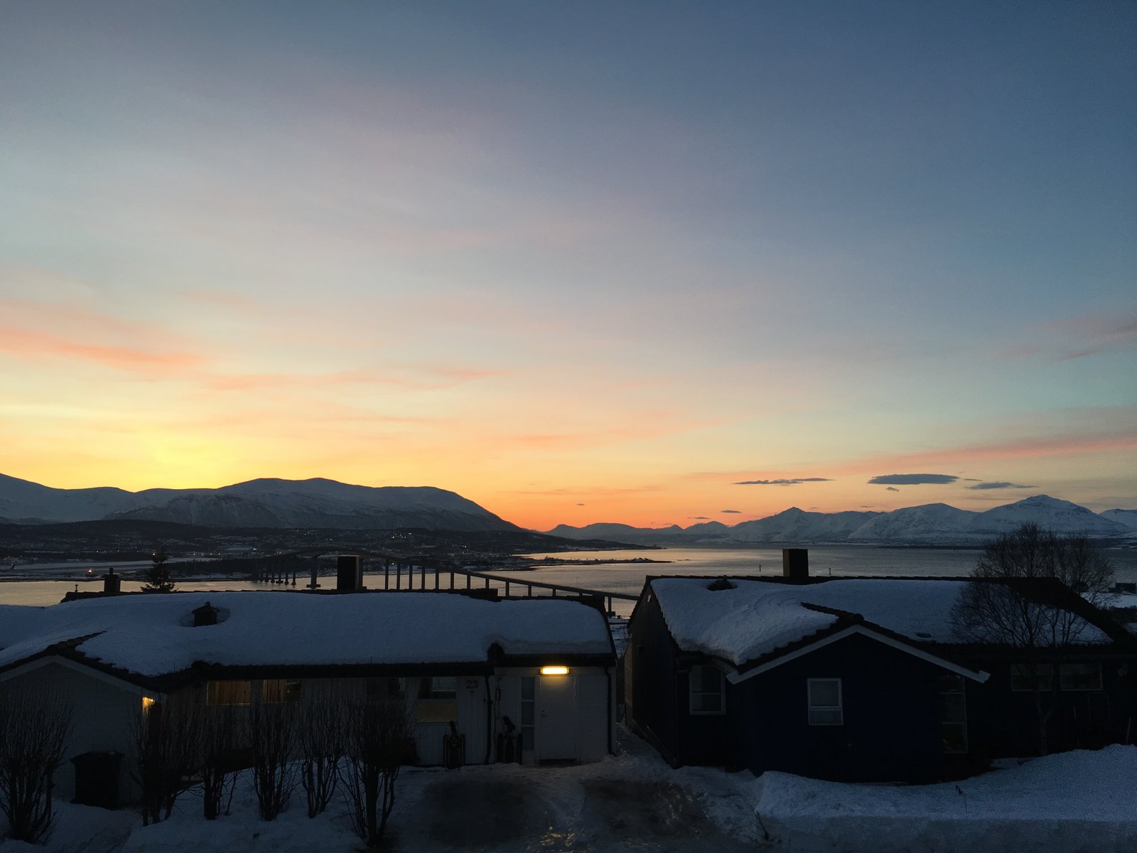 Polar night landscape in Tromsø, Norway