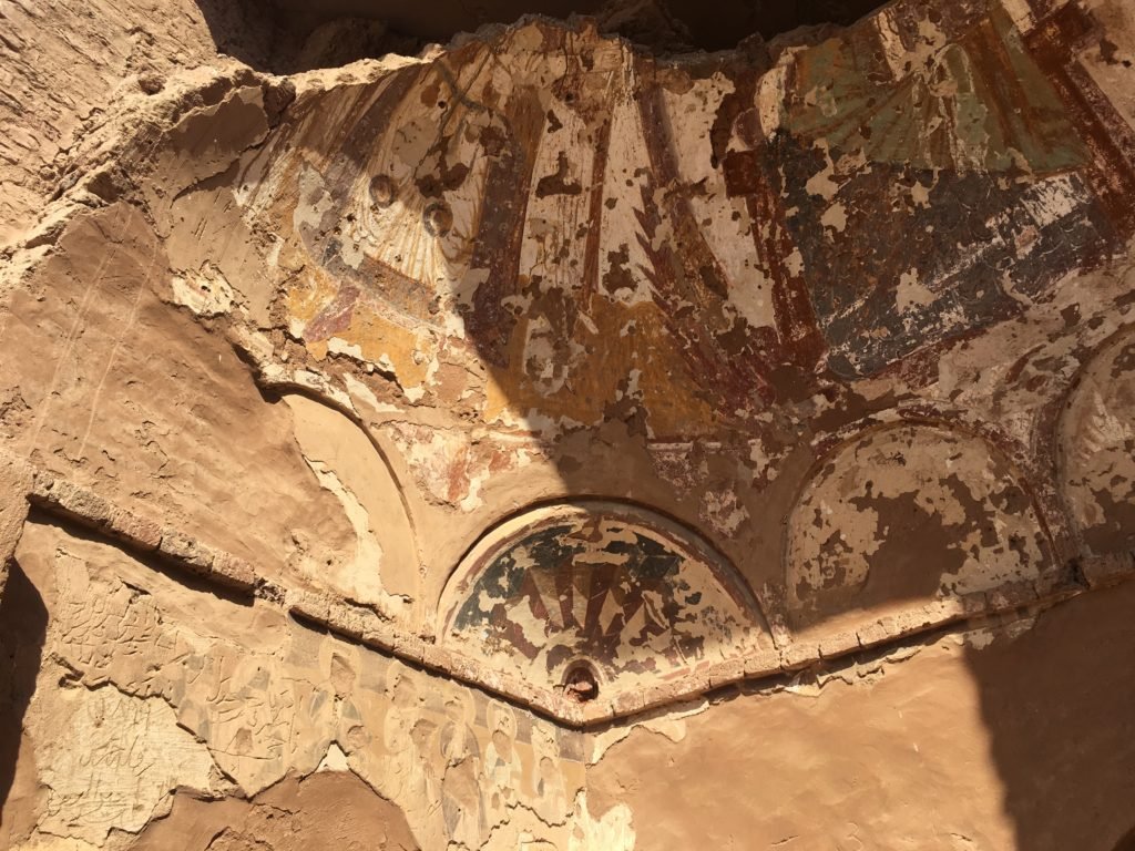 Damaged frescos on the main cupola of the church (10th-11th century)