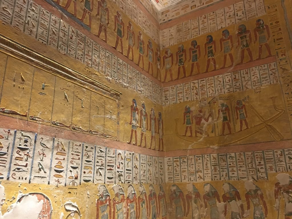 Detail of the paintings on the wall of the tomb